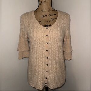 Vertical Design Cashmere Sweater in Creaam